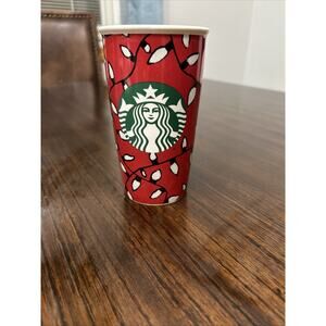 Starbucks ceramic travel tumbler No lid 2016 Christmas Lights 12oz